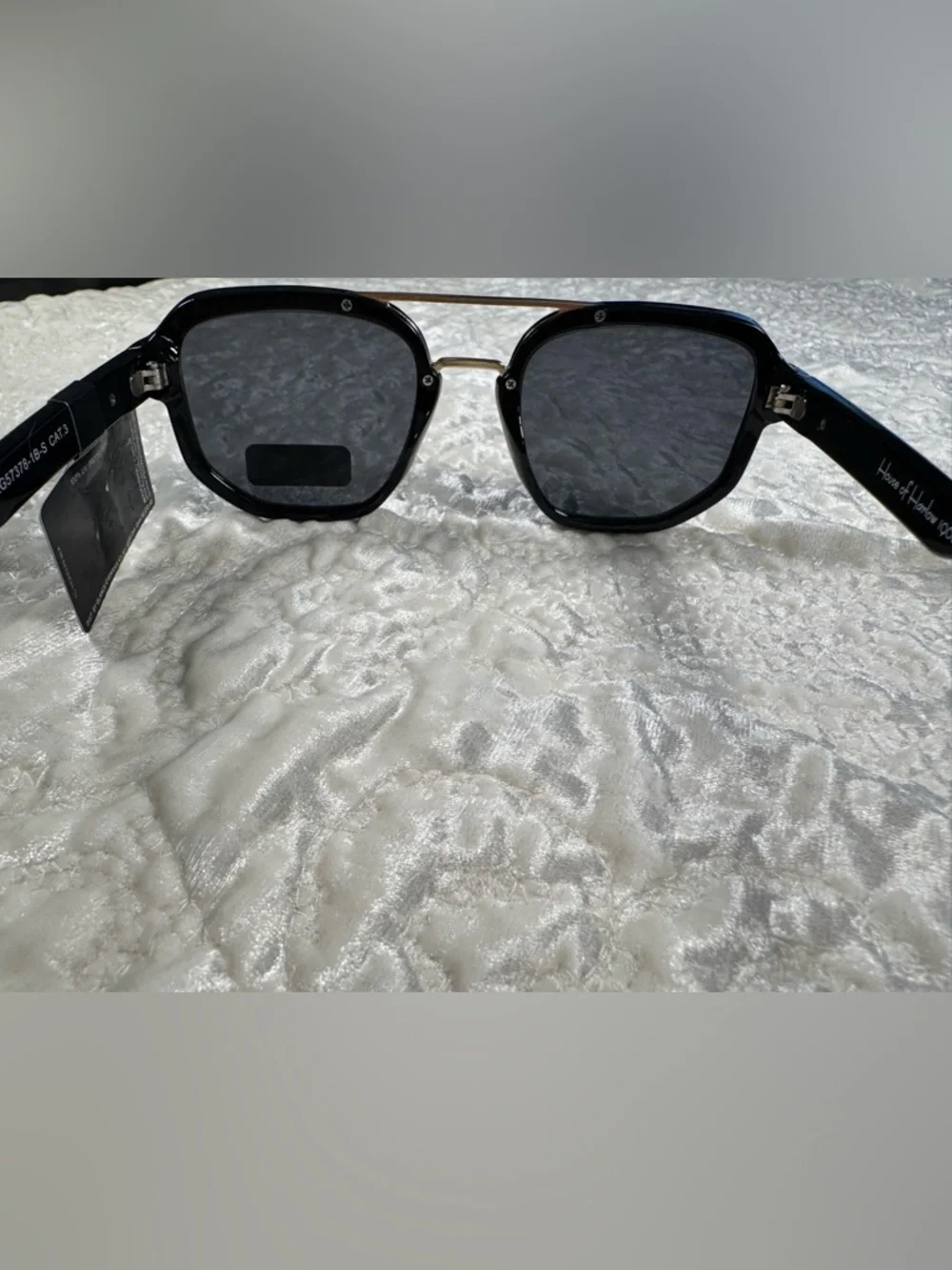 NWT Original HOUSE OF HARLOW Double Bridge Aviator Sunglasses Black Acetate
